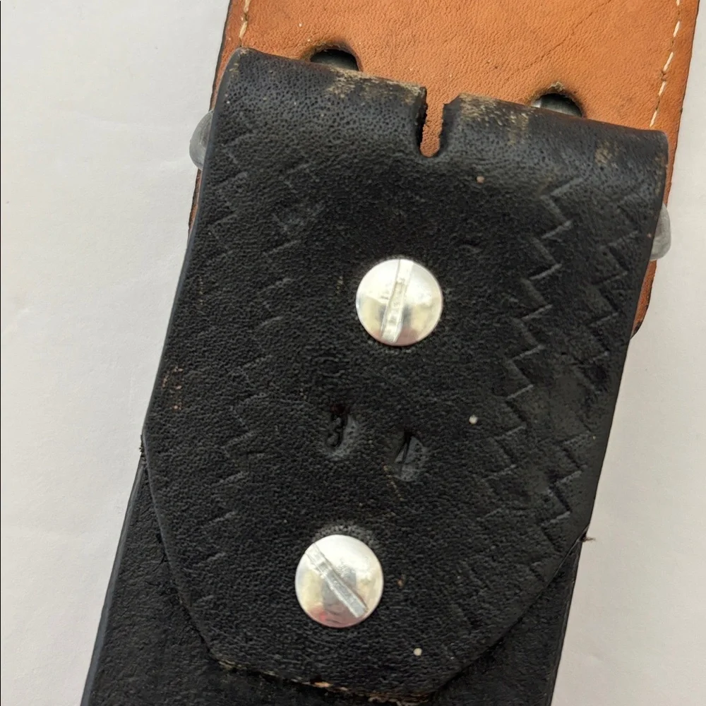 Vintage Orona Aztec Southwestern Black Leather‎ Handcrafted Belt Mens Size 34